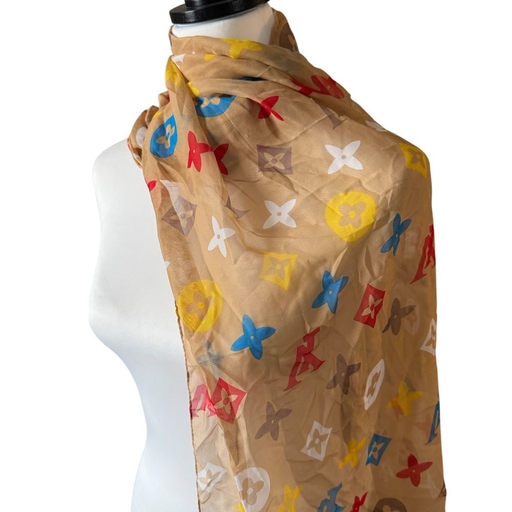 Monogram Multicolor Patterned Scarf - Picture 2 of 4